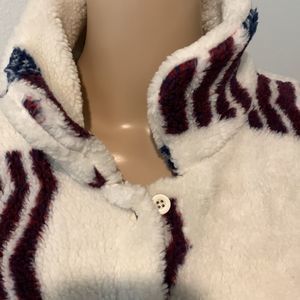 Live a Little Furry Fleece, Button Front and Side Slits